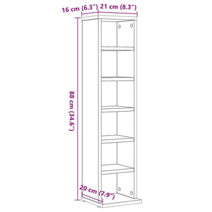 Mobile Porta CD Rovere Nero 21x20x88 cm in Legno Multistrato 862421