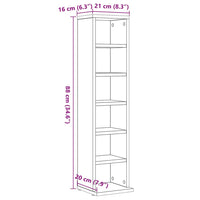 Mobile Porta CD Rovere Nero 21x20x88 cm in Legno Multistrato