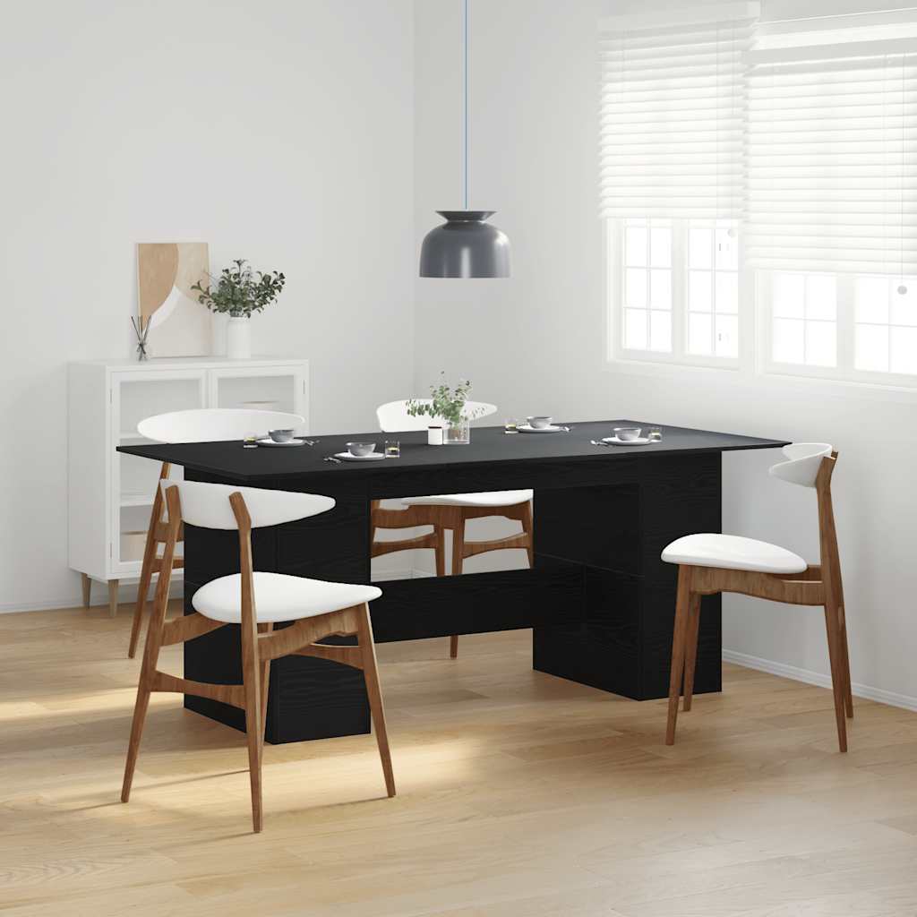 vidaXL Tavolo da Pranzo Rovere Nero 180x90x76 cm Legno Multistrato