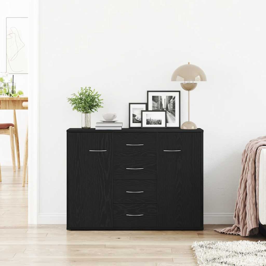 vidaXL Credenza Rovere Nero 88x30x64 cm in Legno Multistrato