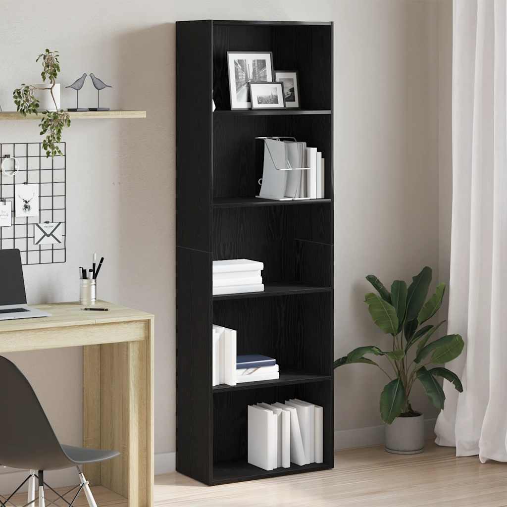 Libreria Rovere Nero 60x30x189 cm in Legno Multistrato 862457
