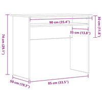 Scrivania Rovere Nero 90x50x74 cm in Legno Multistrato 862476