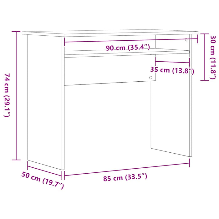 Scrivania Rovere Nero 90x50x74 cm in Legno Multistrato 862476