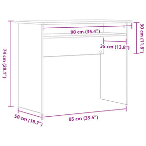 Scrivania Rovere Nero 90x50x74 cm in Legno Multistrato
