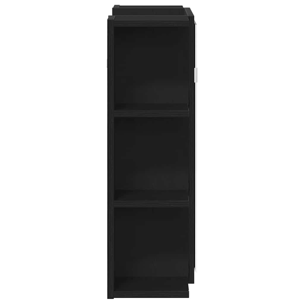 Mobiletto per specchio-Mensola con Specchio Rovere Nero 80 x 20,5 x 64 cm