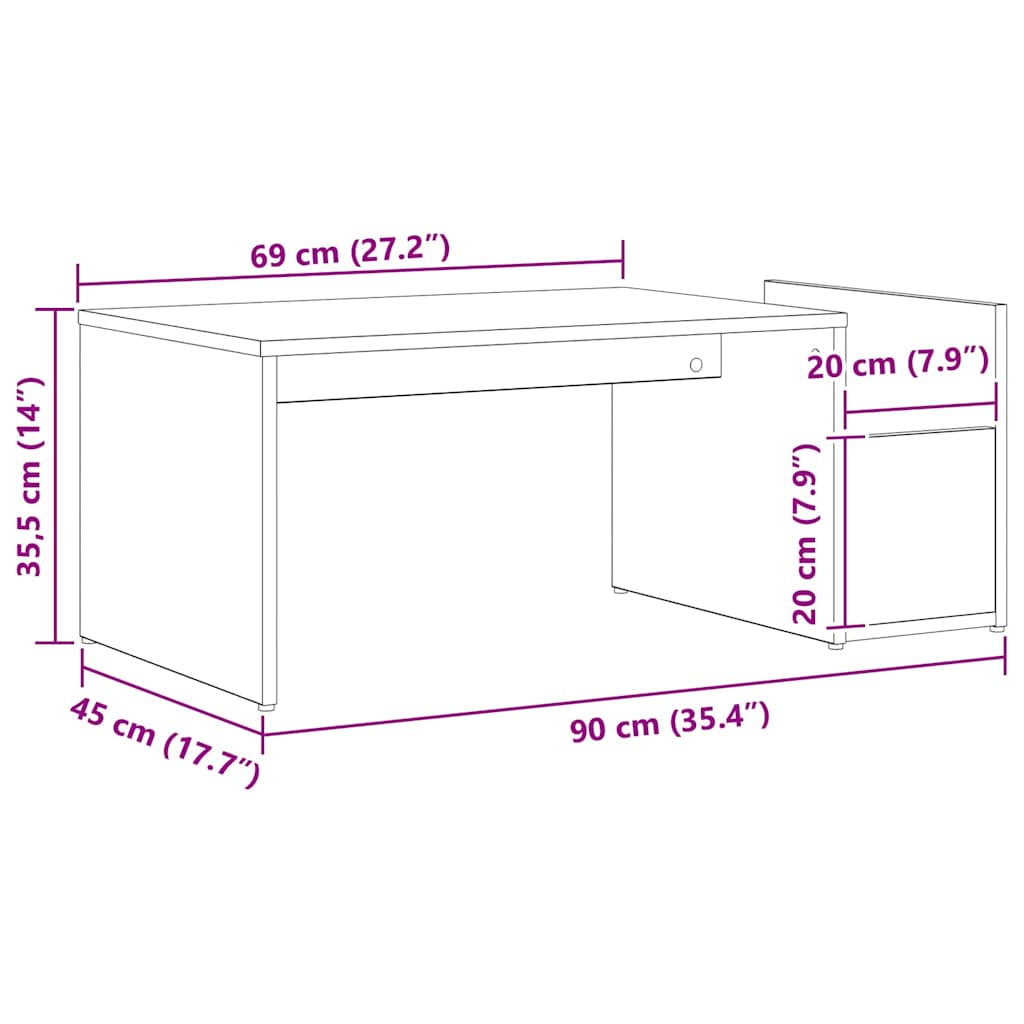 Tavolino da salotto Rovere nero 90 x 45 x 35 cm 862502