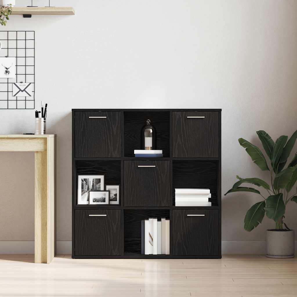 Libreria-Scaffale per Libri-Mobile di Stoccaggio Rovere Nero 90x28x90 cm in Legno Multistrato