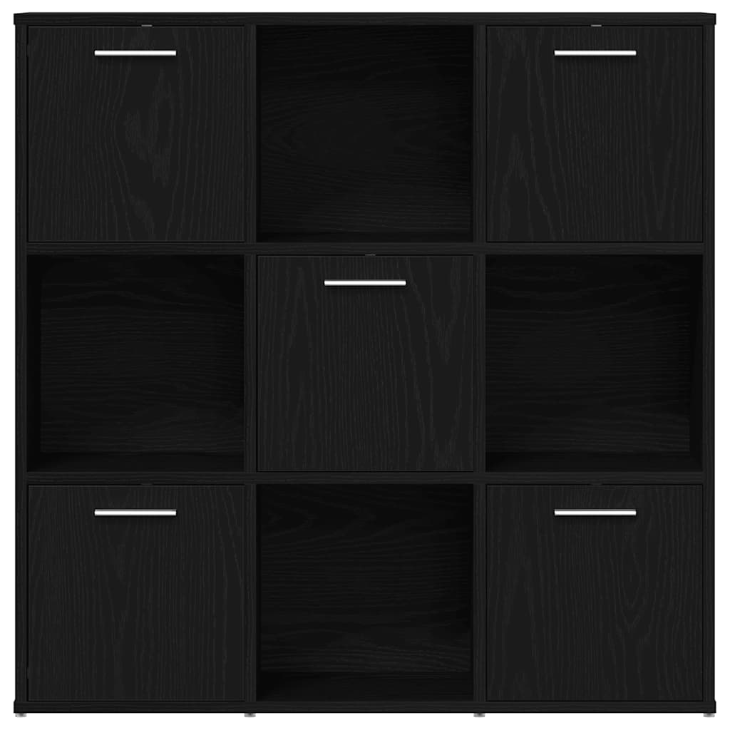 Libreria-Scaffale per Libri-Mobile di Stoccaggio Rovere Nero 90x28x90 cm in Legno Multistrato