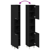 Mobiletto da bagno con porta Rovere Nero 30 x 30 x 179 cm 862513