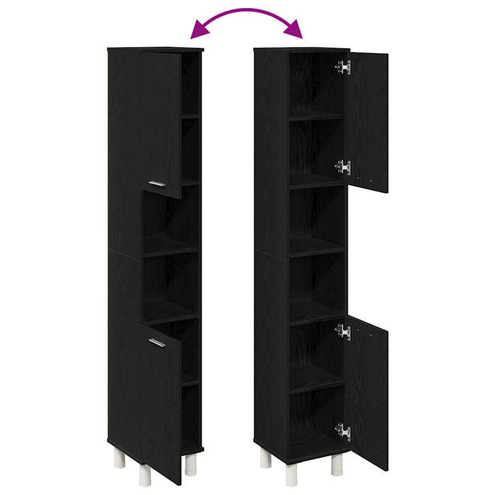 Mobiletto da bagno con porta Rovere Nero 30 x 30 x 179 cm 862513