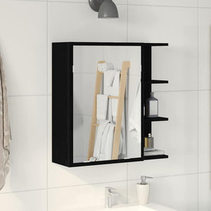 Mobiletto per specchio da bagno-Armadietto a Specchio da Bagno Rovere Nero 62,5 x 20,5 x 64 cm