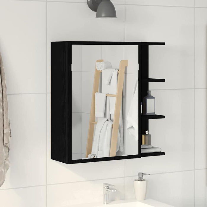 Mobiletto per specchio da bagno-Armadietto a Specchio da Bagno Rovere Nero 62,5 x 20,5 x 64 cm