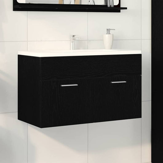 Armadio per Lavabo da Bagno Rovere nero Legno multistrato 862529