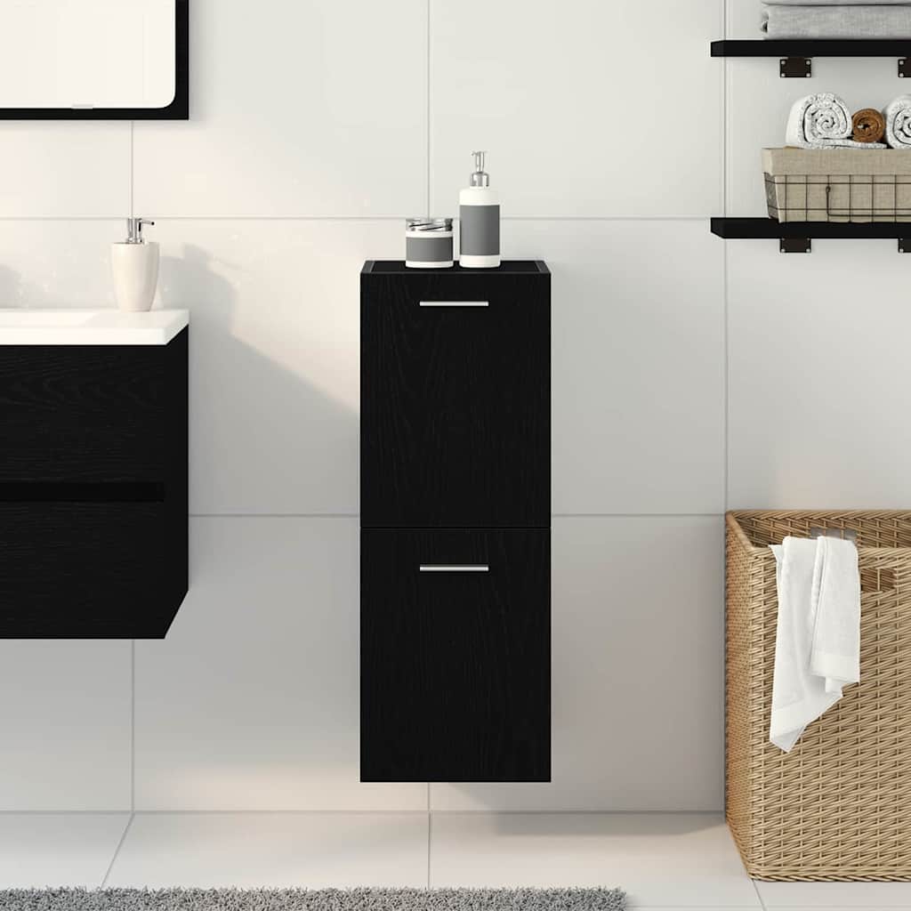 Mobile da Bagno Rovere Nero 30 x 30 x 80 cm Legno multistrato 862531