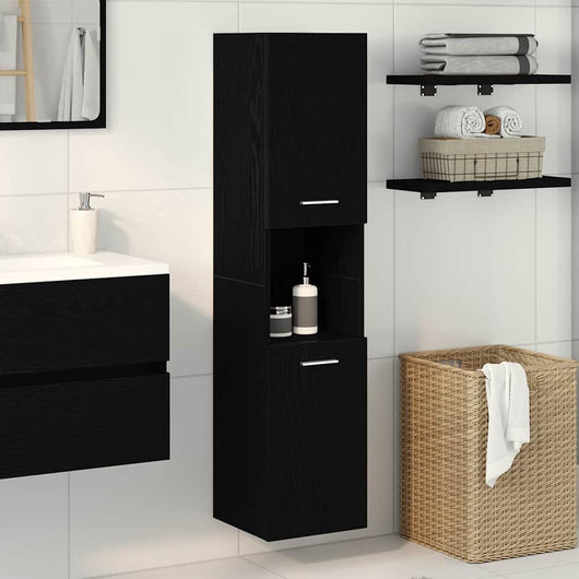 Mobile da Bagno Rovere Nero 30 x 30 x 130 cm Legno multistrato 862532