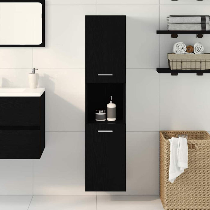 Mobile da Bagno Rovere Nero 30 x 30 x 130 cm Legno multistrato 862532