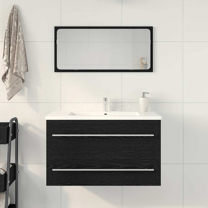 Mobile Lavabo da Bagno Rovere Nero 80x38,5x48 cm in Truciolato 862535