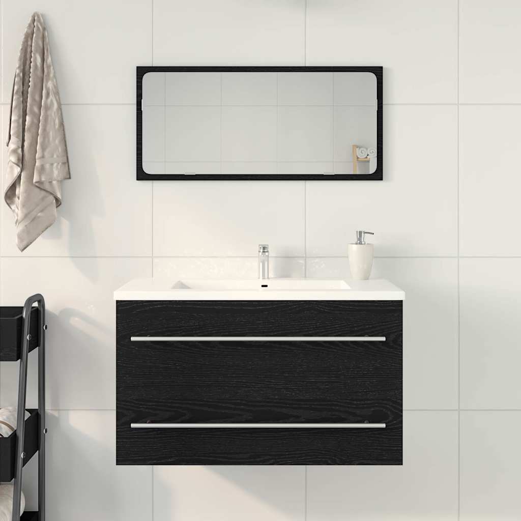 Mobile Lavabo da Bagno-Armadietto da bagno Rovere Nero 80x38,5x48 cm in Truciolato