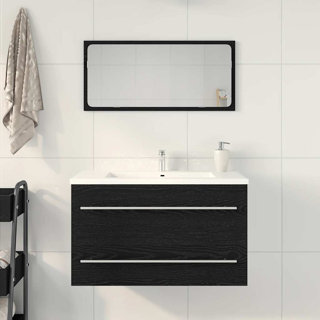 vidaXL Mobile Lavabo da Bagno Rovere Nero 80x38,5x48 cm in Truciolato