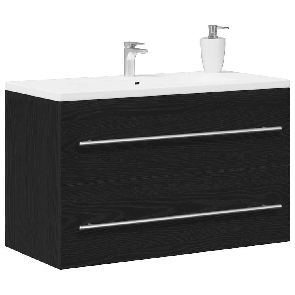 Mobile Lavabo da Bagno Rovere Nero 80x38,5x48 cm in Truciolato 862535
