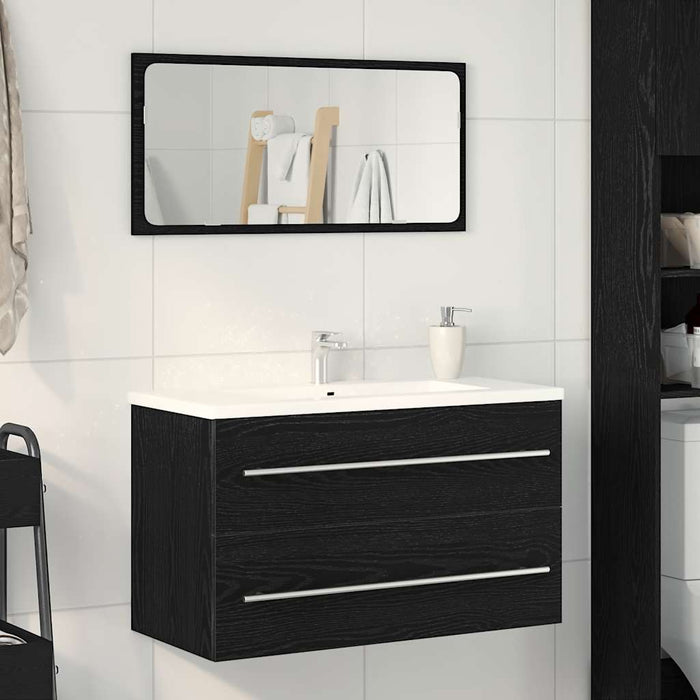 Mobile Lavabo da Bagno-Armadietto da bagno Rovere Nero 80x38,5x48 cm in Truciolato