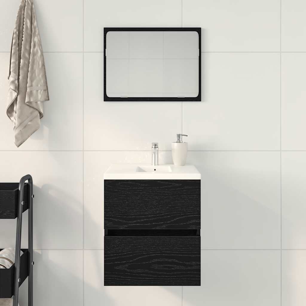 Mobile Lavabo-Armadietto da bagno Rovere Nero 41x38,5x45 cm in Legno Multistrato