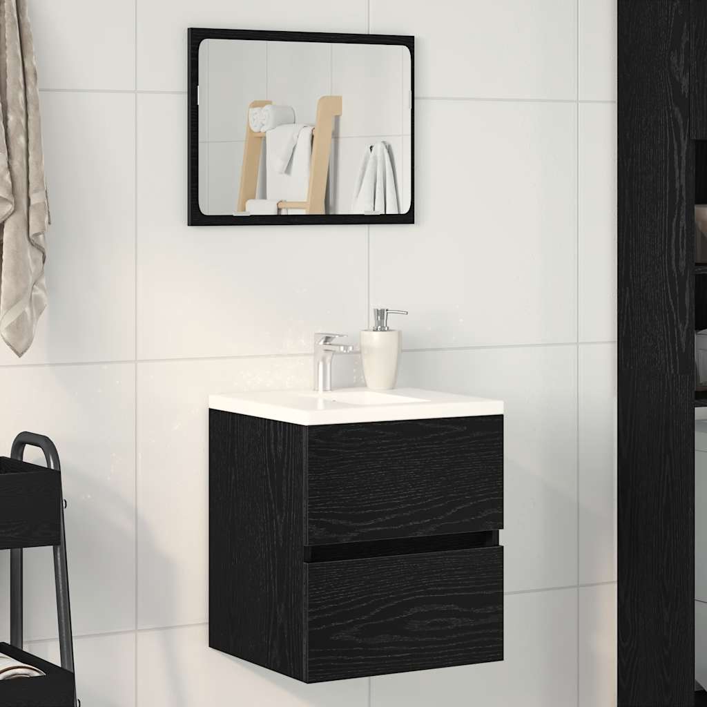 vidaXL Mobile Lavabo Rovere Nero 41x38,5x45 cm in Legno Multistrato