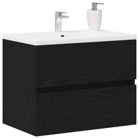 Mobile Lavabo-Armadietto da bagno Rovere Nero 60x38,5x45 cm in Legno Multistrato
