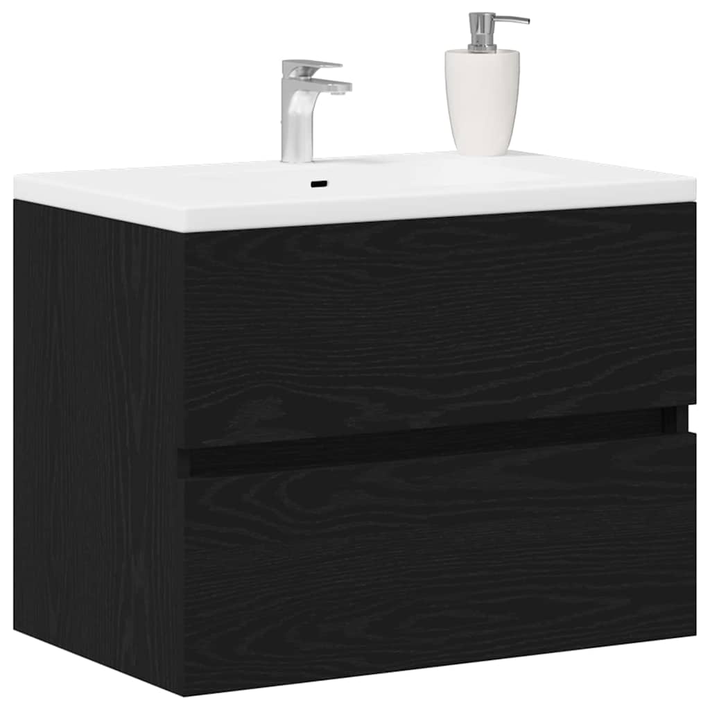 vidaXL Mobile Lavabo Rovere Nero 60x38,5x45 cm in Legno Multistrato