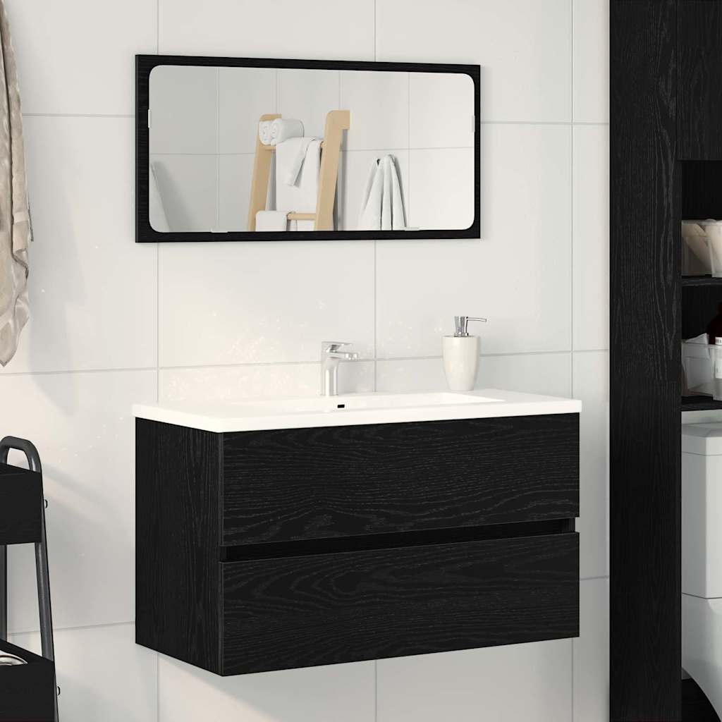 vidaXL Mobile Lavabo Rovere Nero 80x38,5x45 cm in Legno Multistrato