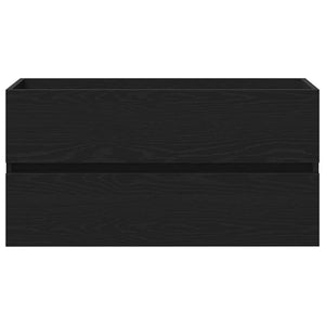 Mobile Lavabo-Armadietto da bagno Rovere Nero 90x38,5x45 cm in Legno Multistrato