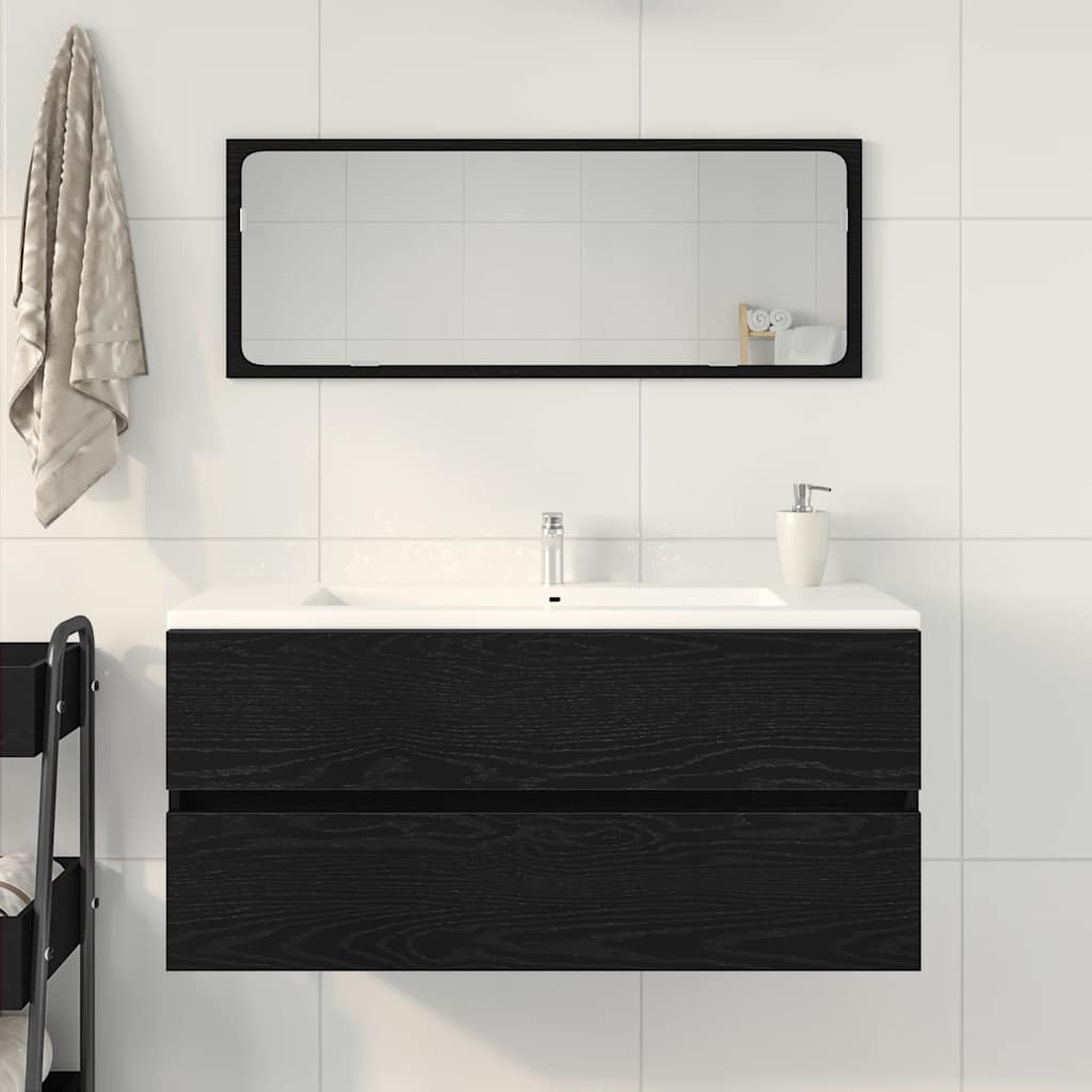 Mobile Lavabo-Armadietto da bagno Rovere Nero 100x38,5x45 cm Legno Multistrato