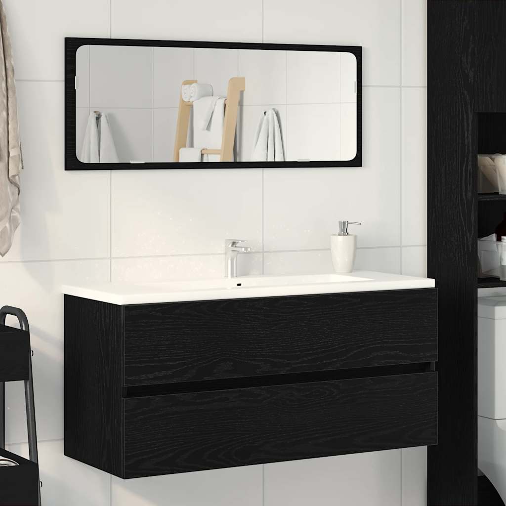 Mobile Lavabo-Armadietto da bagno Rovere Nero 100x38,5x45 cm Legno Multistrato