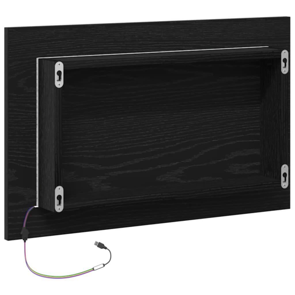 Specchio da Bagno con Luci LED-Specchio per Bagno Rovere Nero 60x8,5x37 cm