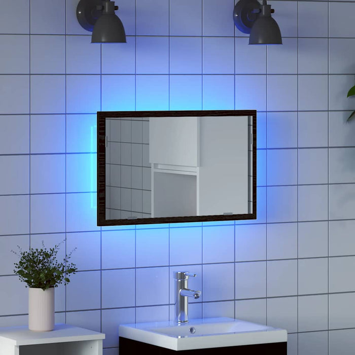 Specchio da Bagno con Luci LED Rovere Nero 60x8,5x37 cm 862547