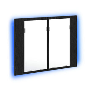 Mobiletto per specchio da bagno Rovere Nero 60 x 12 x 45 cm 862550