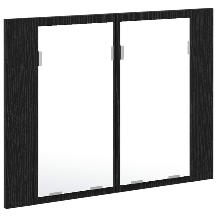 Mobiletto per specchio da bagno-Armadietto a Specchio da Bagno Rovere Nero 60 x 12 x 45 cm