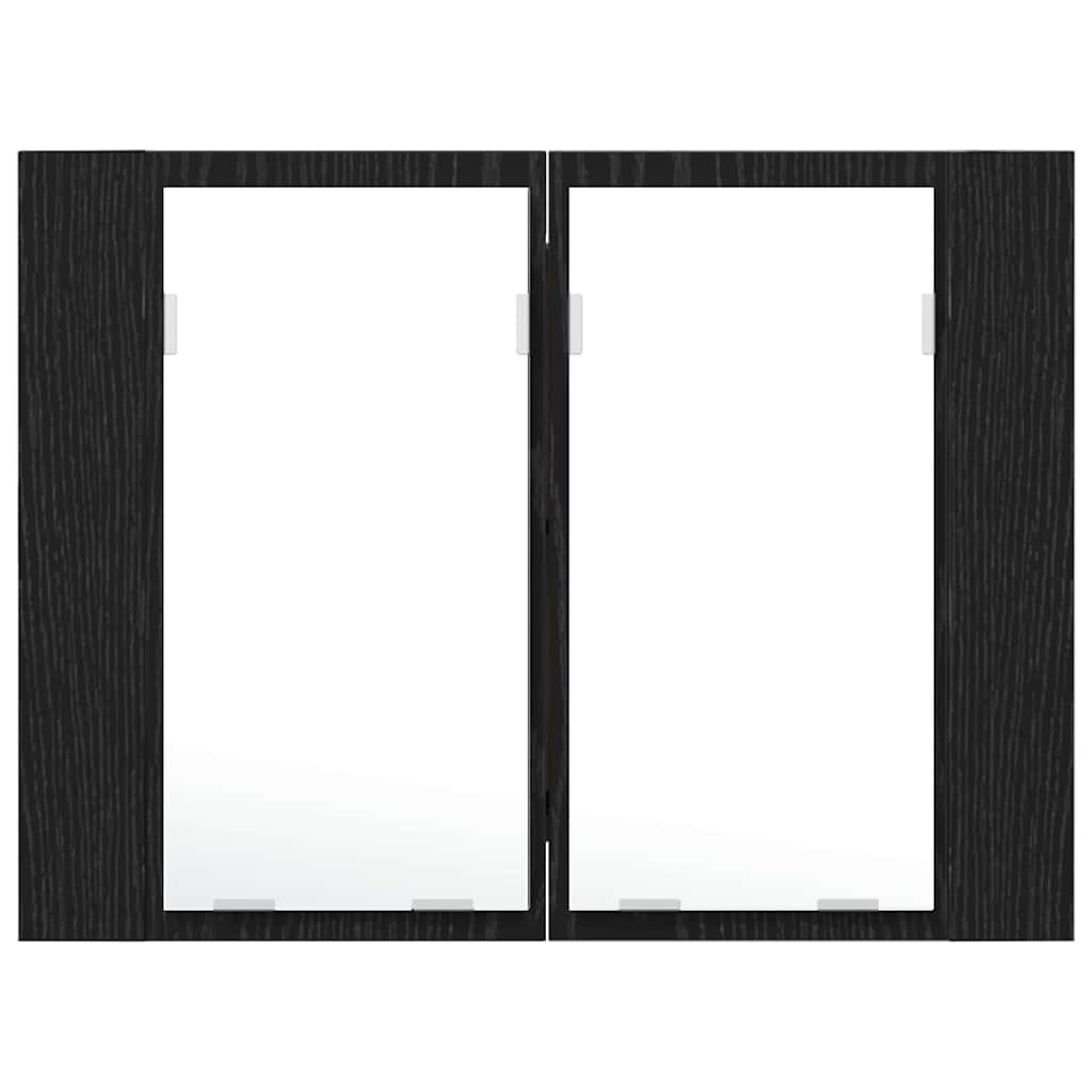 Mobiletto per specchio da bagno-Armadietto a Specchio da Bagno Rovere Nero 60 x 12 x 45 cm
