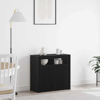 Credenza-Buffet-Armadio da cucina Nero 80 x 35 x 75 cm Legno multistrato