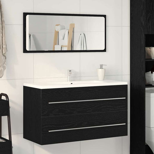 Mobile Lavabo-Armadietto da bagno Rovere Nero 90 x 45 x 1.5 cm Legno multistrato