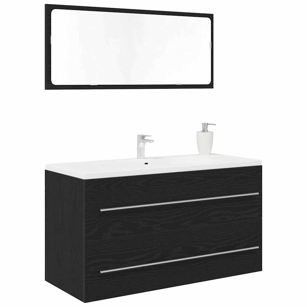 Mobile Lavabo-Armadietto da bagno Rovere Nero 90 x 45 x 1.5 cm Legno multistrato