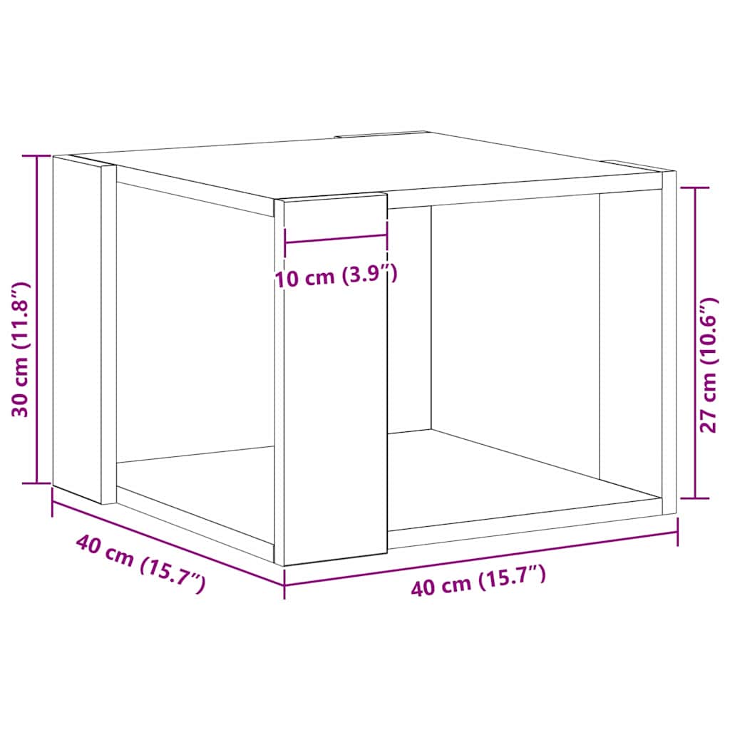 Tavolino da salotto Rovere nero 40 x 40 x 30 cm 862607