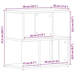 Armadio da Notte Rovere nero 50 x 30 x 51,5 cm 862619