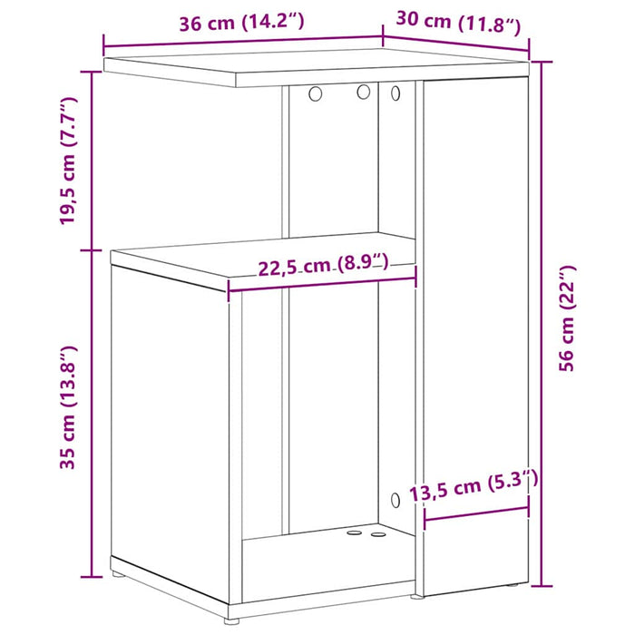 Tavolo laterale Rovere nero 36 x 30 x 56 cm Legno multistrato 862630