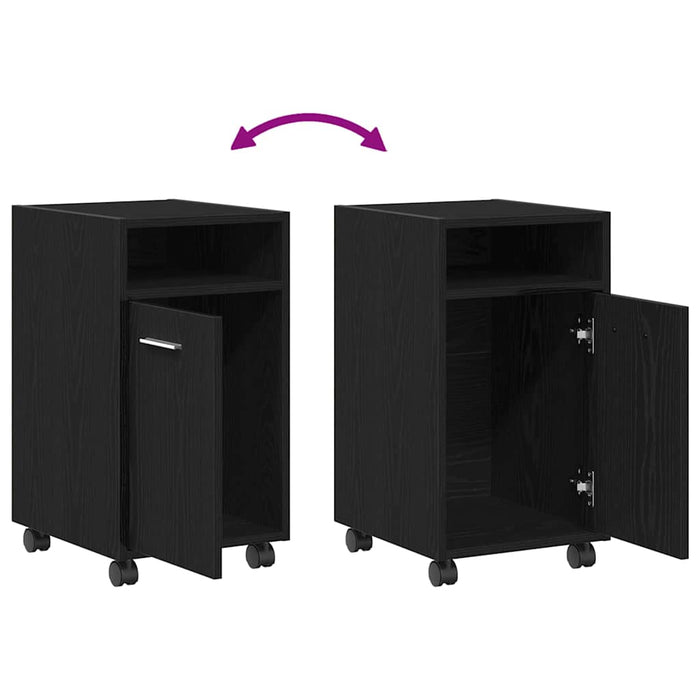 Armadio Laterale Su Ruote con ruota Rovere nero 33 x 38 x 60 cm 862632
