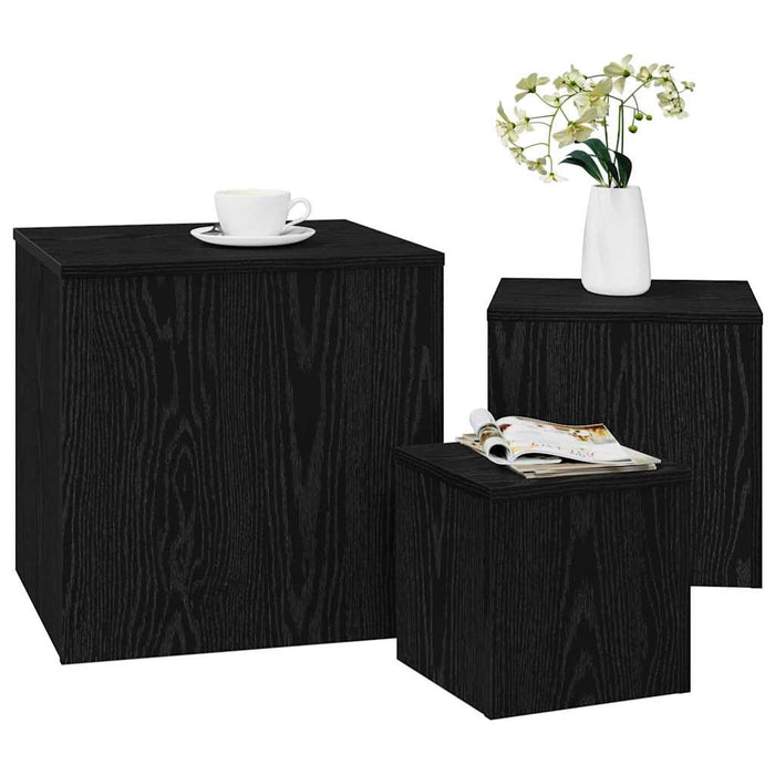 Tavolo Nesting 3 pcs Rovere nero 45 x 45 x 45 cm 862676