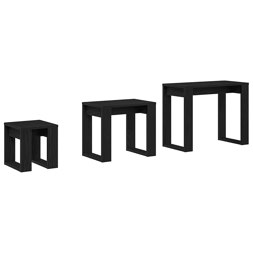 Tavolo Nesting 3 pcs Rovere nero 61 x 28 x 47 cm 862677
