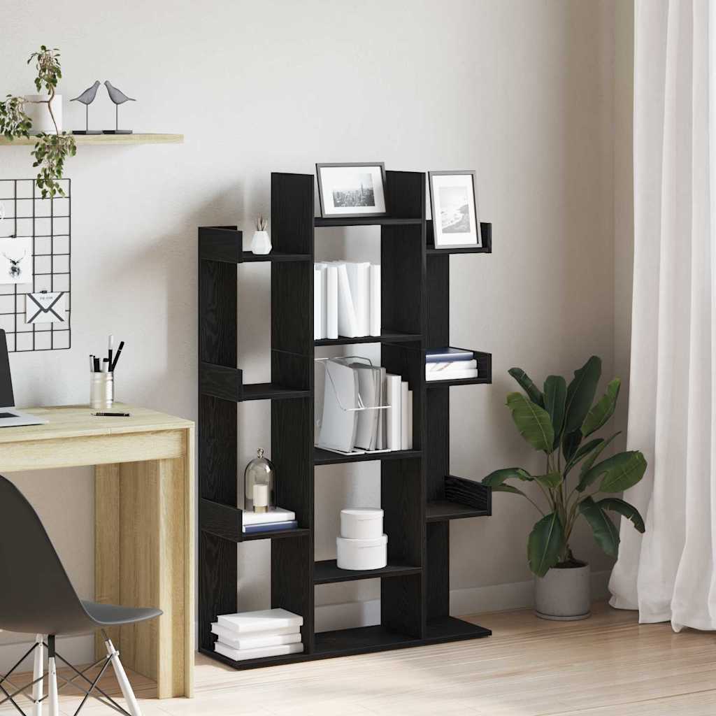 Libreria-Scaffale per Libri-Mobile di Stoccaggio Rovere Nero 86 x 25,5 x 140 cm Legno multistrato