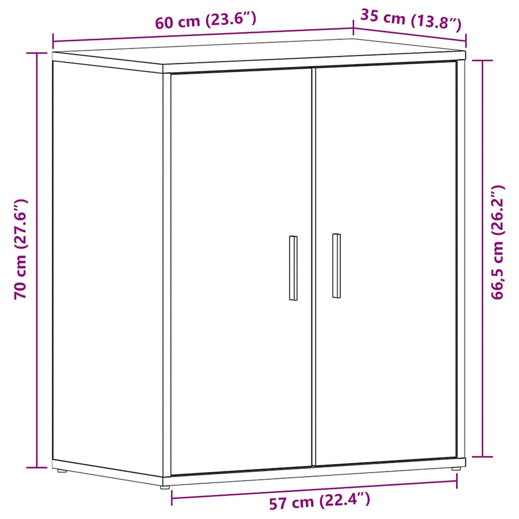 Scarpiera Rovere nero 60 x 35 x 70 cm Legno multistrato 862682