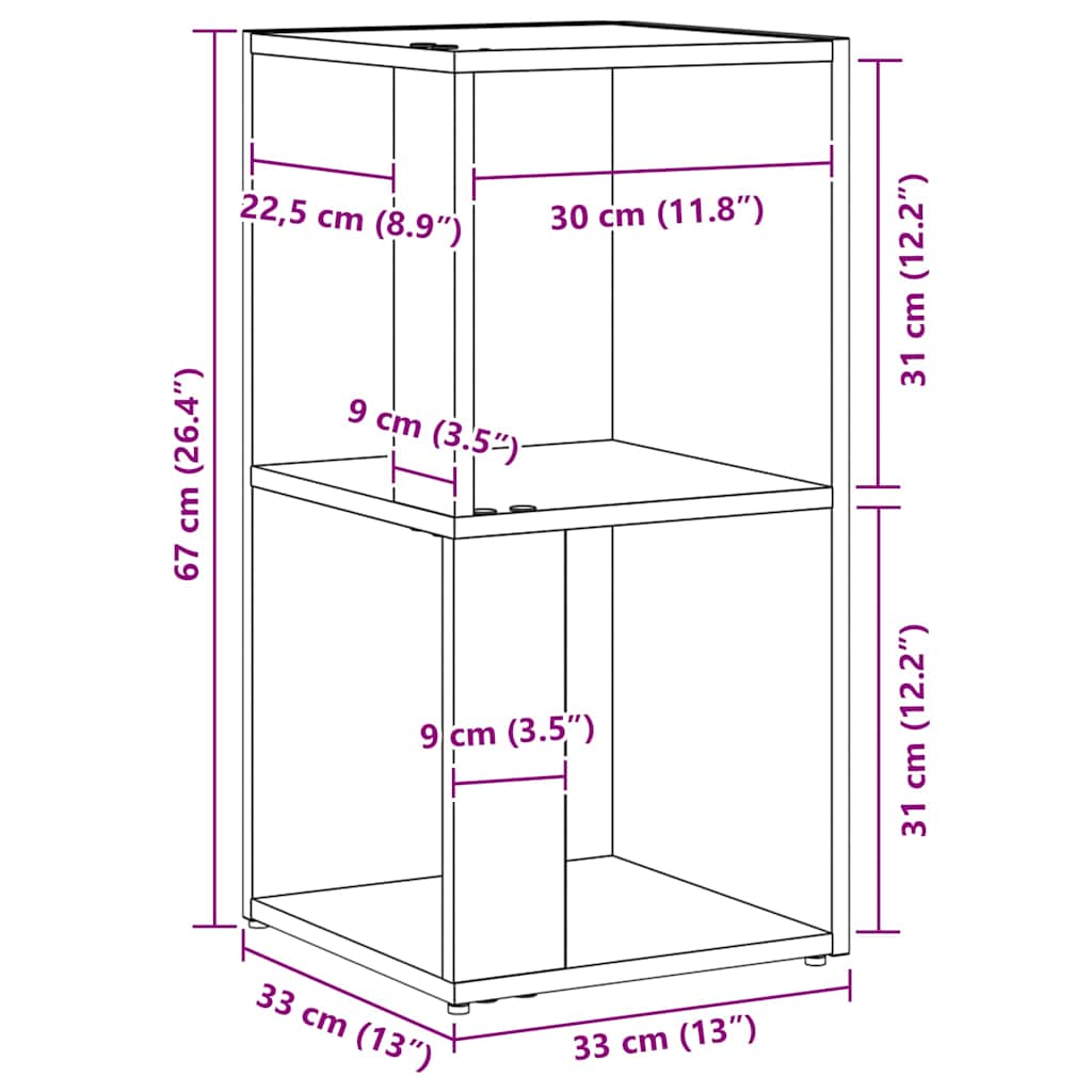 Mensole angolari Rovere nero 33 x 33 x 67 cm Legno multistrato 862690
